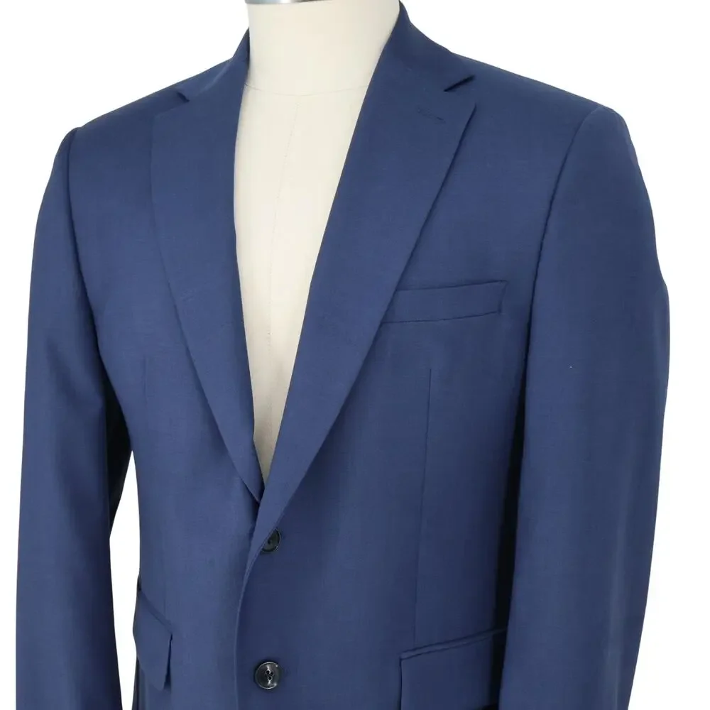 Calvin Klein Sport Coat Mens 42S Blue Wool Lined Blazer Jacket Preppy Career
